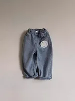 Spring Summer New Baby Girls Loose Casual Pants Toddler Boys Solid Simple Denim Trousers Children Infant Fashion Versatile Jeans 4