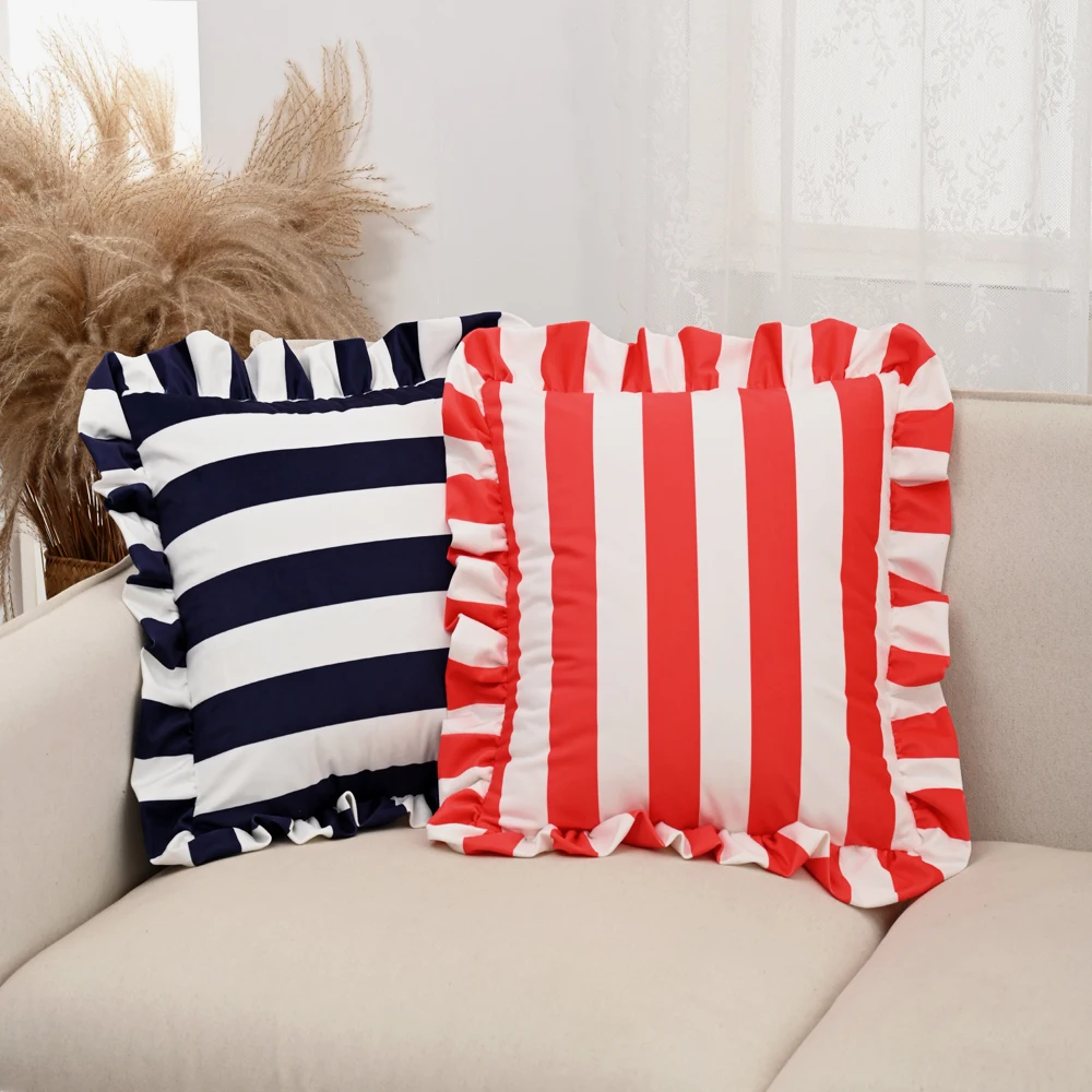 Striped Lace Velvet Pillowcase Image 5