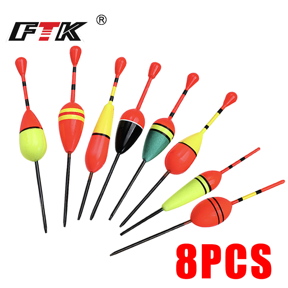 FTK 8Pcs/Lot Fishing Floats Set Mix Size Color Foam Float Buoy Bobber for Fishing Accessories Fishing Gear Fishing Tackle