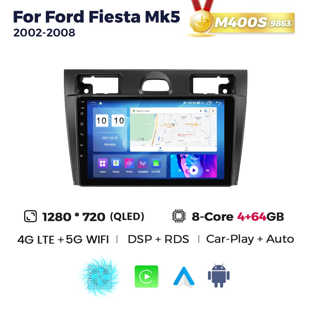 thumbnail image 1 of MEKEDE Para Ford Fiesta Mk VI 5 2002-2008 Radio de coche 9 pulgadas Multimedia Pantalla inteligente Inalámbrica Carplay Android Auto GPS WIFI 4G, 1 of 5