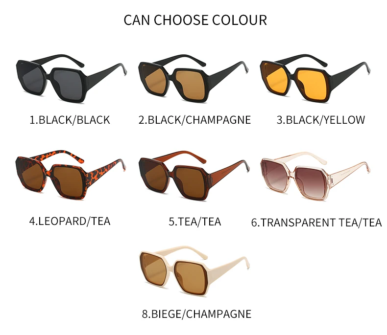 Modische Vintage Große Quadratische Sonnenbrille für Männer und Frauen Retro Markendesigner Schwarze Sonnenbrille Unisex Trendige Schattierungen Eyewear UV400 – Detail 10