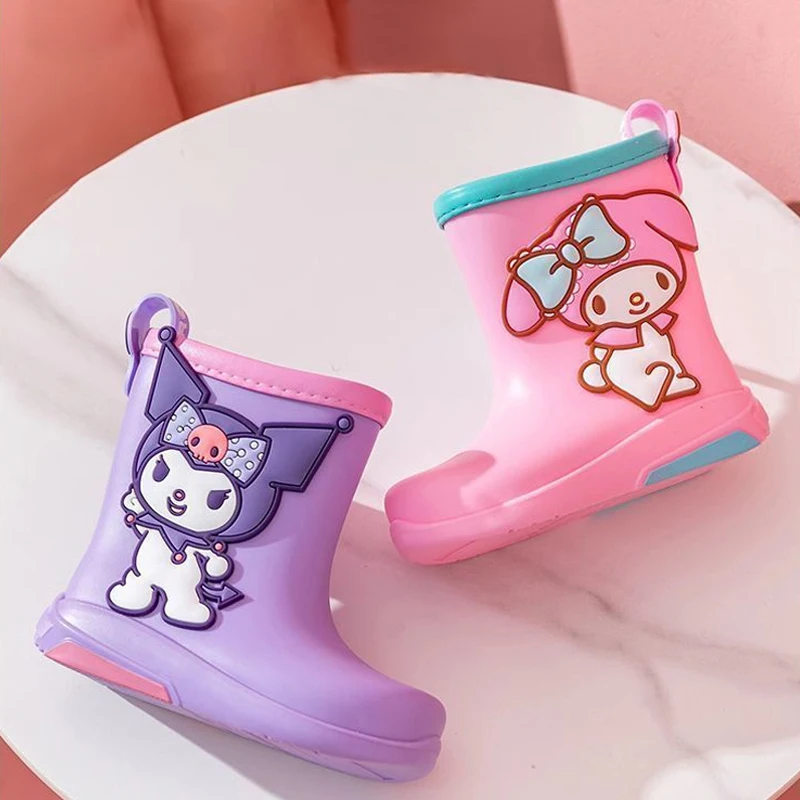 

Sanrio Cartoon Children's Anti-Slip Rain Boots Cinnamoroll Girls' Waterproof Rubber Rain Boots Kuromi Wear Water Shoes Outside