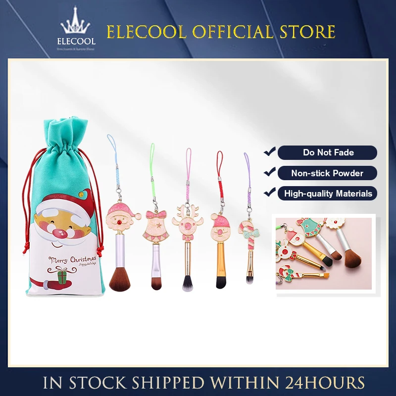 

Рождественская Кисть для макияжа, Санта-Клаус, конфеты, лось, маленький колокольчик, мини Косметическая кисть, Мини Кисть для основы под макияж, кисти для пудры