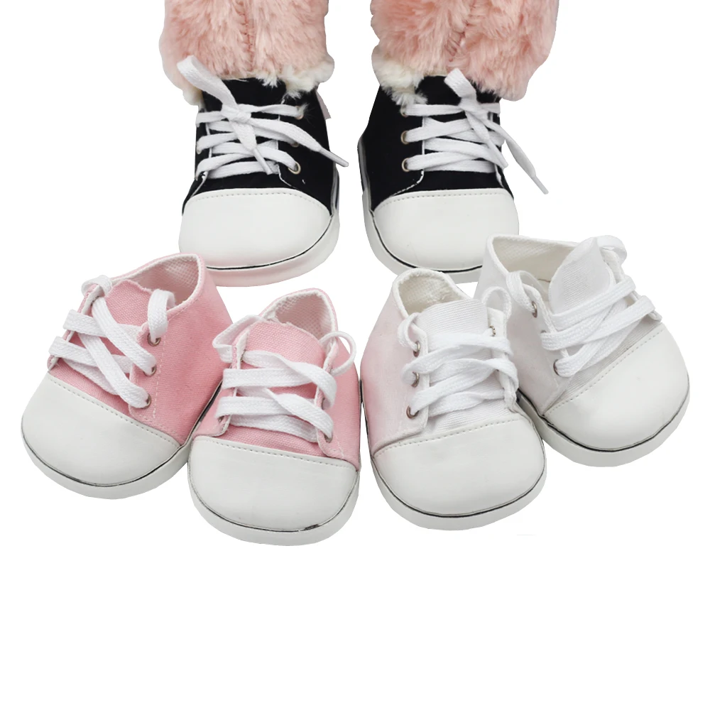 8.5CM Doll Shoes High Quality PU&Canvas Doll Shose 22inch Doll Shoes For 40-43 cm Born Baby Reborn Clothes Accessories