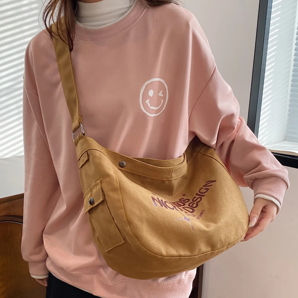 Women Canvas Shoulder Tote Bag y2k Causal Shopper Bag Large Luxury Designer Hobo Messenger Hand Bag Trend 2024 Big Crossbody Bag