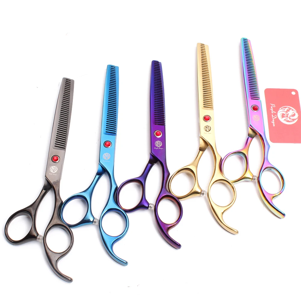 Purple Dragon Dog Grooming Scissors 6.5" 7" Stainless Up Curved Scissors Professional Pet Shears Chunker Thinning Z3002 dog grooming scissors