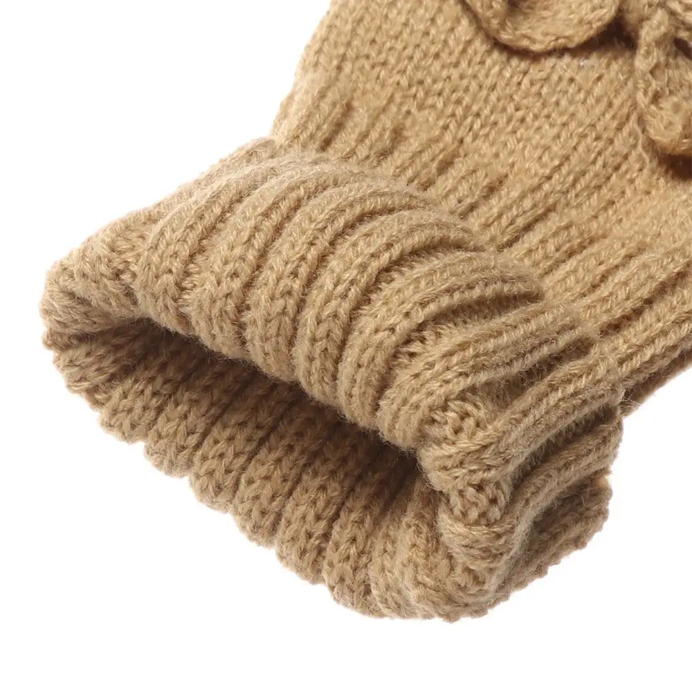 Comfortable Thick Warm Bowknot Knitted Gloves Elastic Keep Warm Half Finger Gloves Soft Arm Warmers Winter