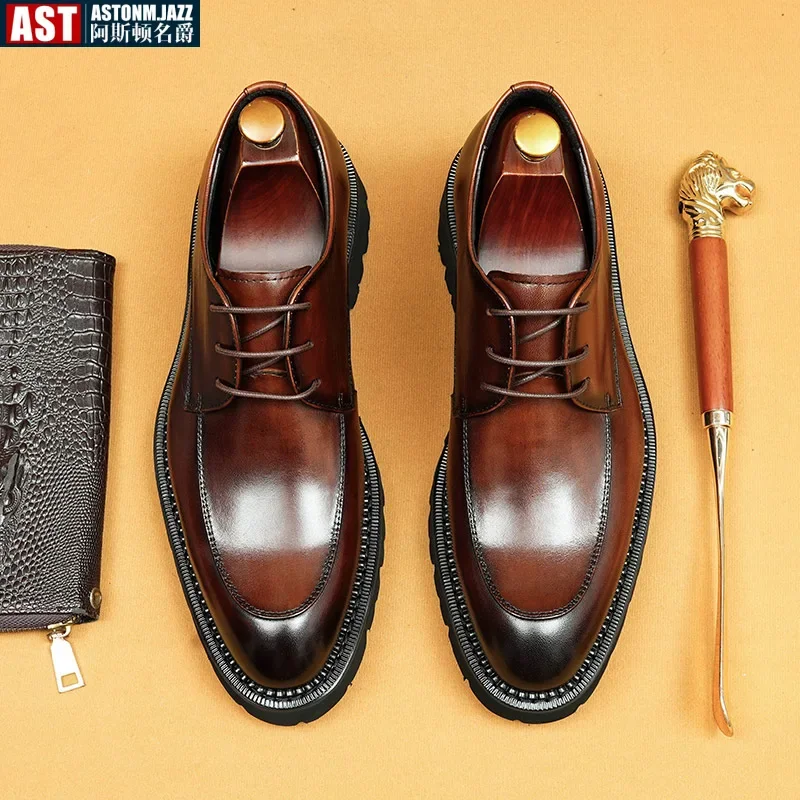 Luxury Mens Oxford Genuine Leather Shoes Black Brown Classic Shoes Brogue Lace Up Dress Wedding Office Business Men Formal
