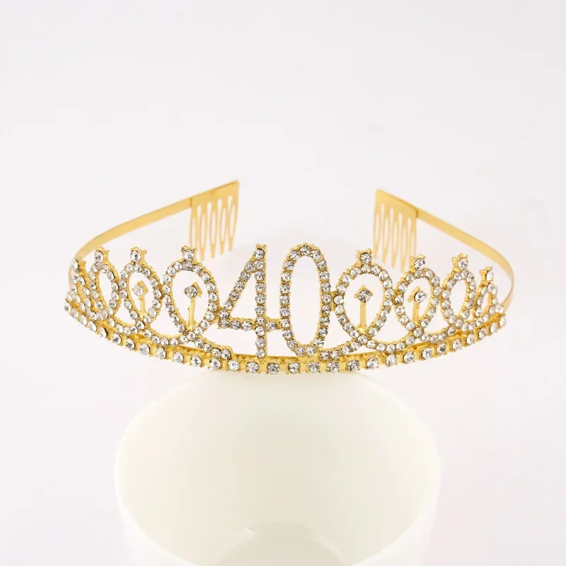 30 40 50 60 70 80 Birthday Tiara Crown Headband for Women Happy 30th 40th 50th 60th 70th 80th Birthday Party Decoration Gifts