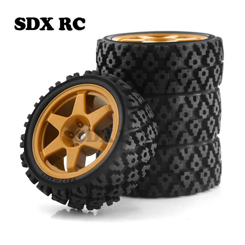 4x RC Auto Reifen Für Tamiya TT01 TT02 - Weiße Gummireifen 68mm