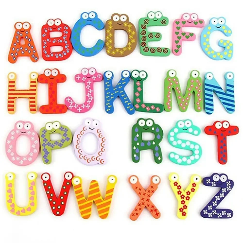 

26 Alphabet Magnetic Letters A-Z Wooden Fridge Magnets Home Living Room Decoration Children Toys Gifts Home Teaching Aids