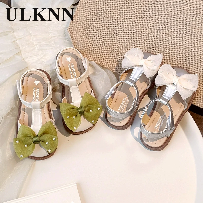 

Girls' Green Sandals 2024 Summer Girls' New Sandals Student Bow Princess Shoes Student Summer Children's Shoes