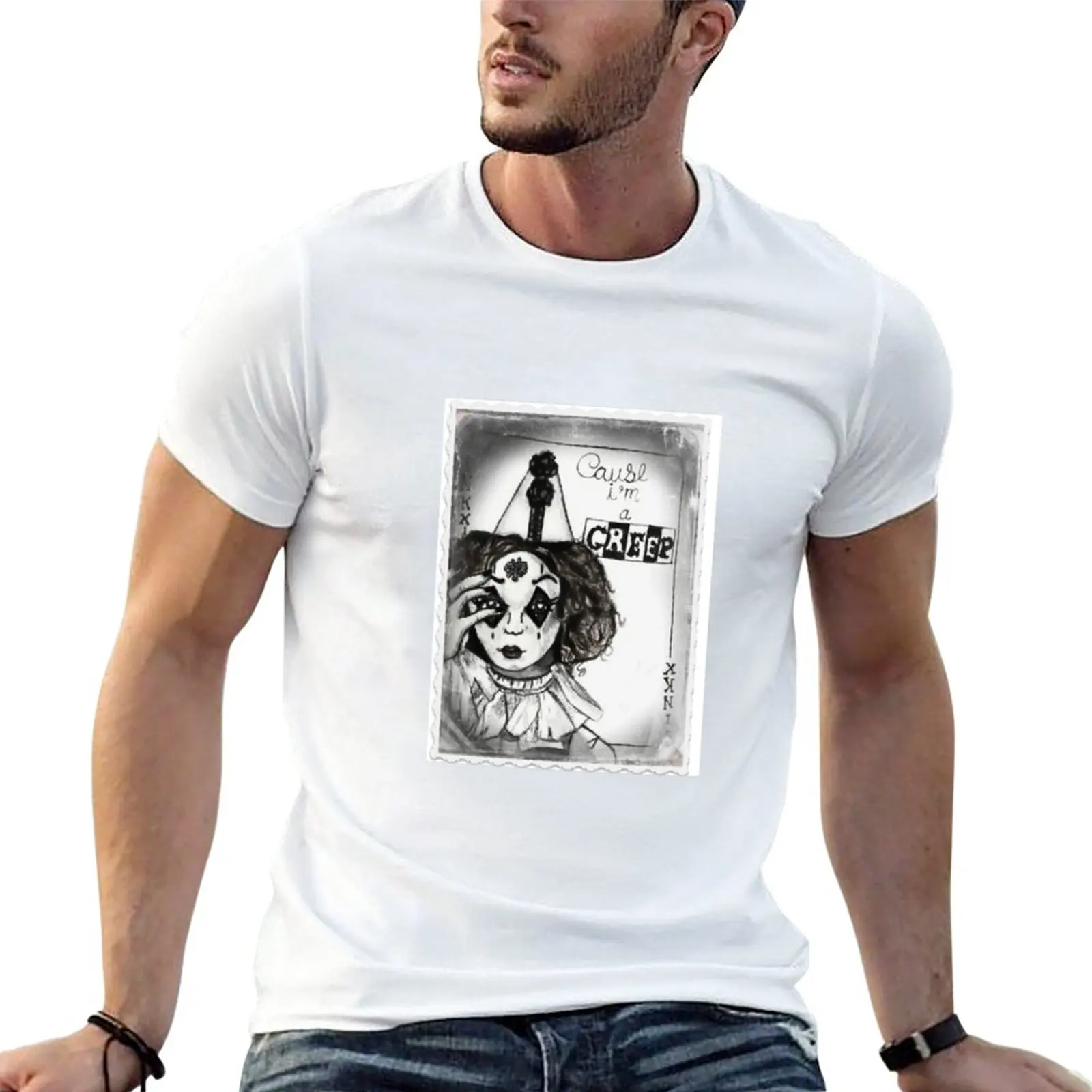 Jinkx Monsoon- 'Creep' Joker Card T-Shirt Anime Manica Corta Tee Per Un Ragazzo Plain T-Shirt Uomo