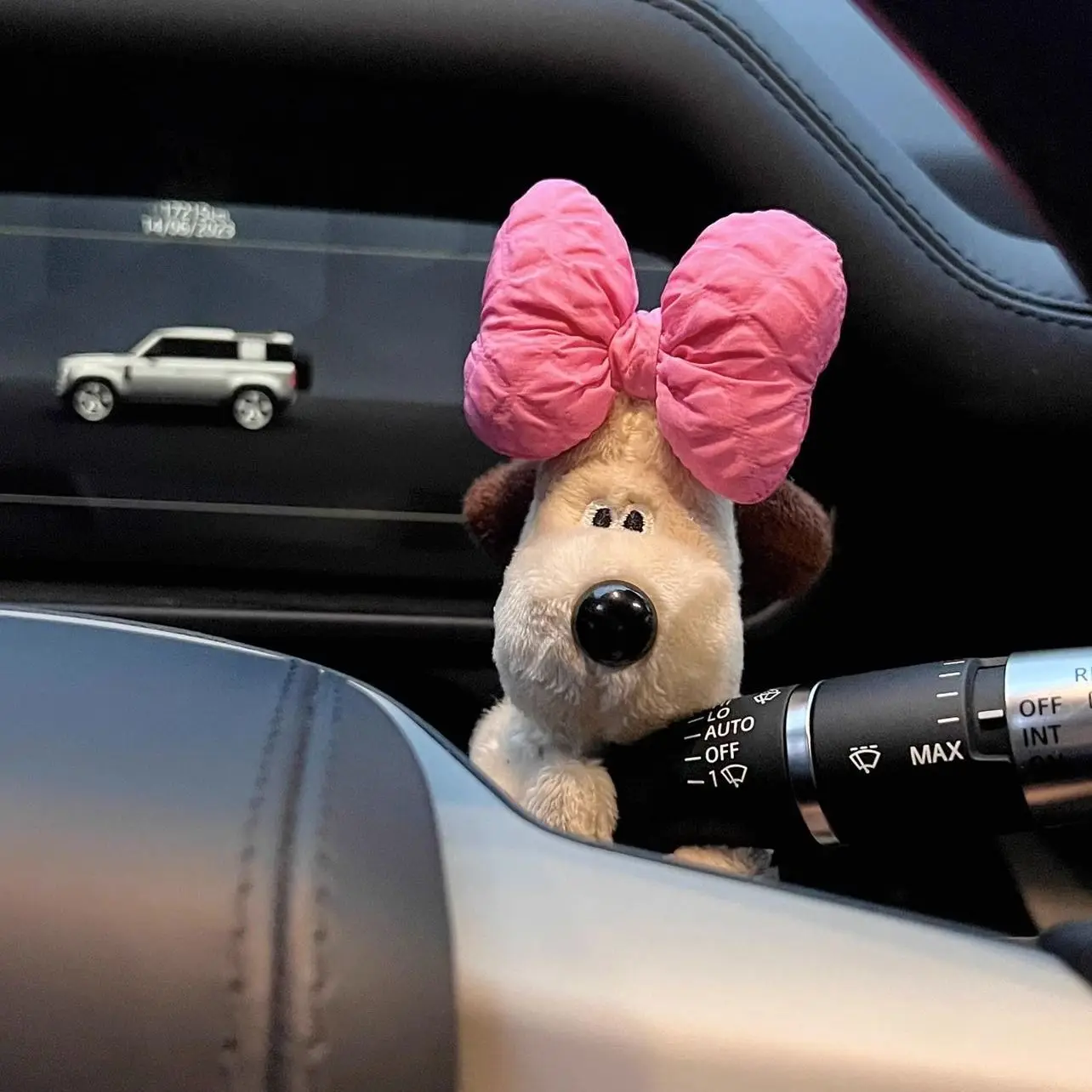 Cute Bowknot Dog Car Suspension Decoration Plush Doll Decoration Girl Creative Birthday Gift Car Accessory Women car interior accessories