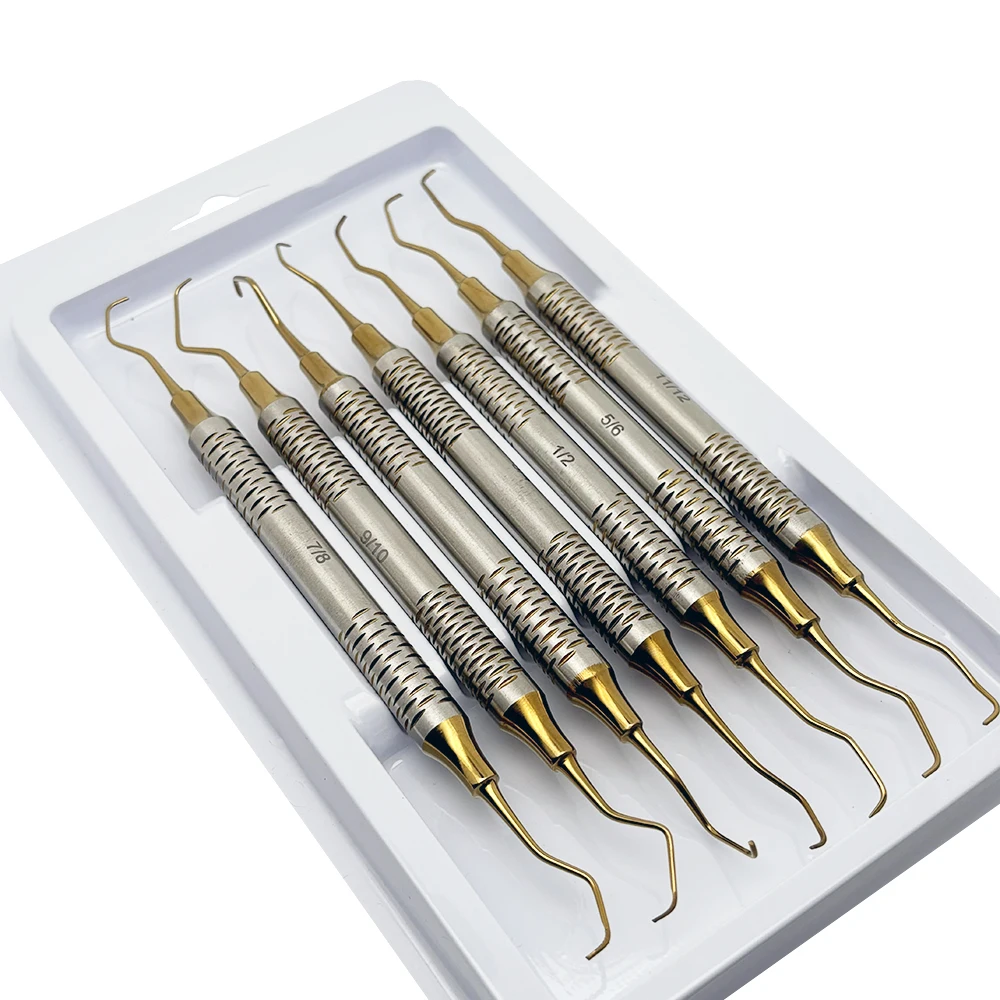 

7Pcs Dental Scaler Periodontal Gracey Bone Curettes Set Dentistry Lab Perio Subgingival Scraping Tooth Calculus Cleaning Tools