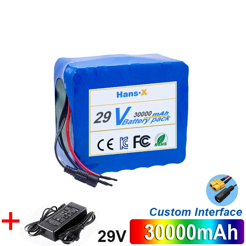 

29V 18Ah 7S6P 18650 30000mAh Li-ion Rechargeable Battery Pack for 24V Electric Bicycle Motor/scooter with BMS Optional Interface