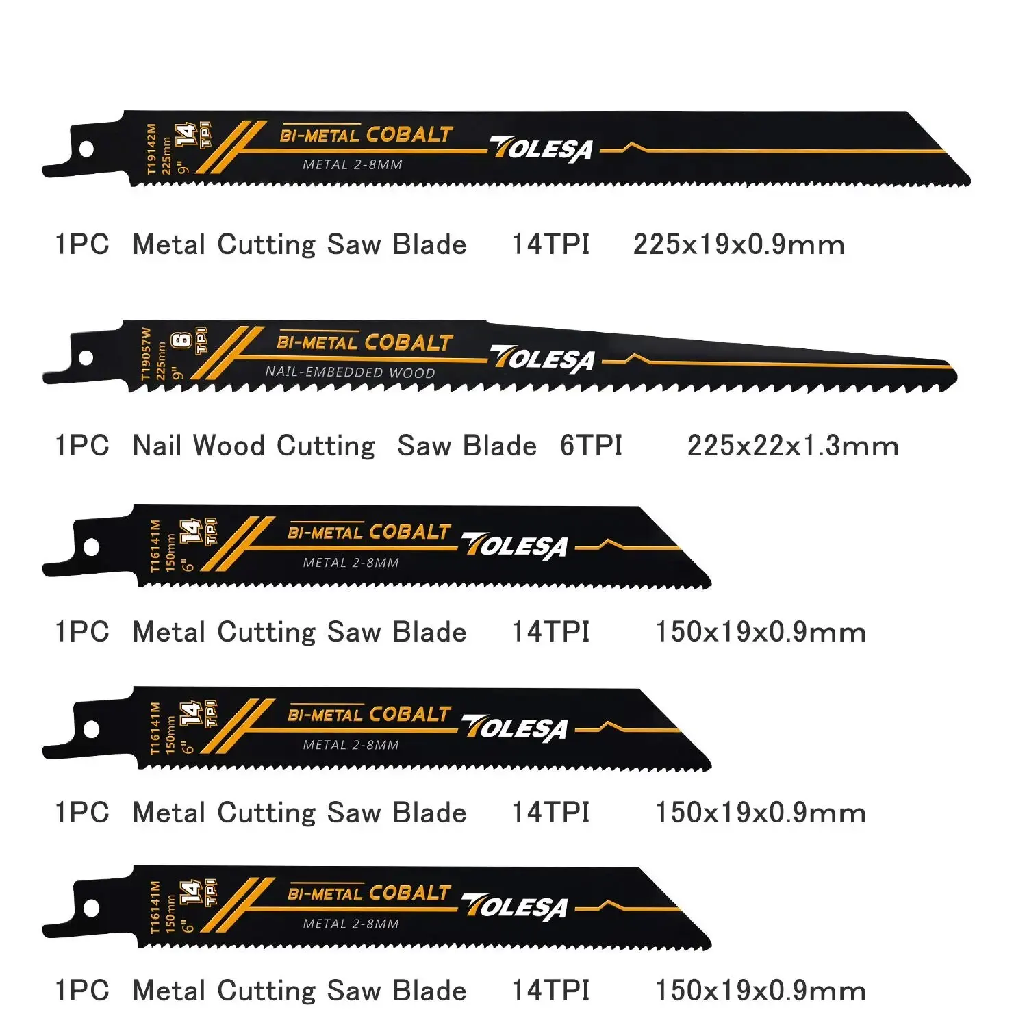 TOLESA 왕복 바이메탈 톱날, 목재 가지치기, PVC 절단, 중금속 절단, 창문 문짝 금속 튜브 시트, 10 개