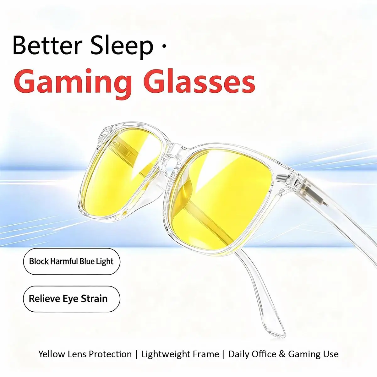 Blue Light Blocking Glasses with Amber Yellow Lenses for Enhanced Comfort