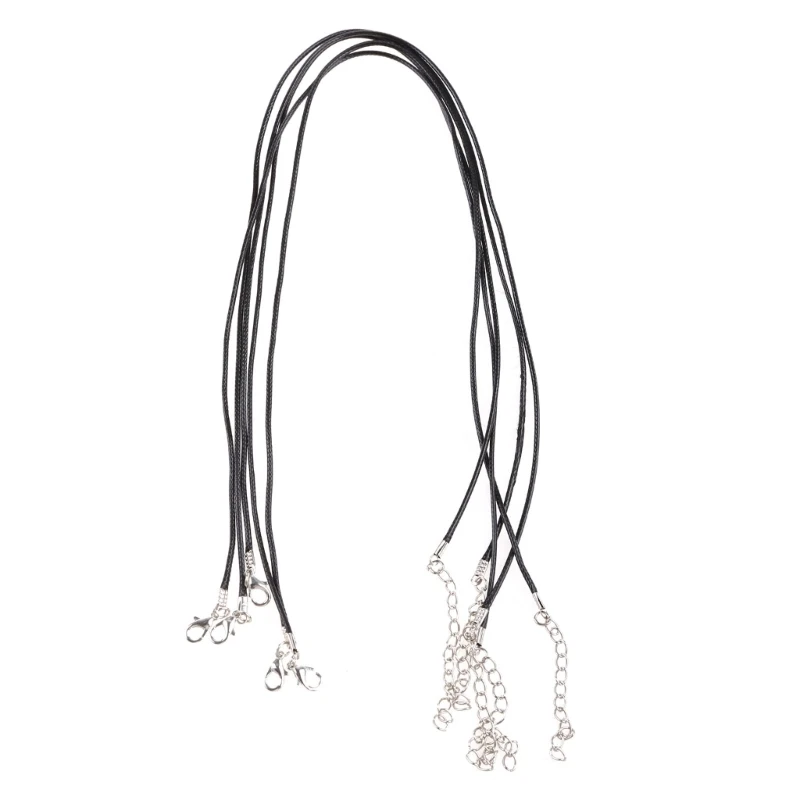 

5pcs 45cm Braided Adjustable Black Leather Rope Wax Cord DIY Handmade Necklace