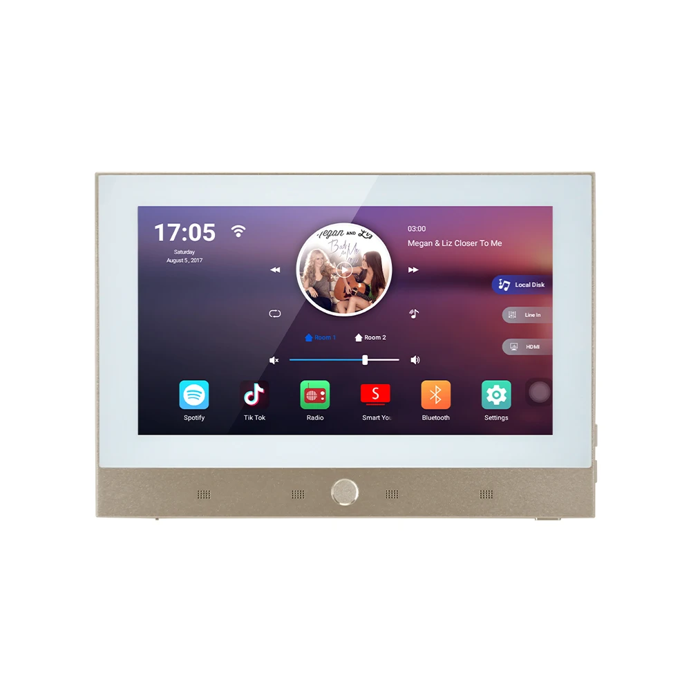 In Wall Amplifier 7 Inch Touch Screen With Wifi Connection Blue-tooth Digital Music Support 8 Ceiling Speakers