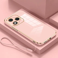 Luxury Plating Lanyard Silicone Case - Shockproof Protective Soft Back Cover for honor 400 lite (ZBSS Pink)