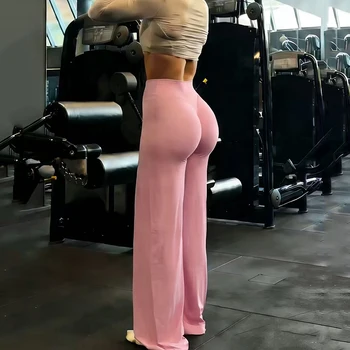 Pantaloni Yoga a Gamba Dritta con Effetto Lifting per Donne, Vita Alta Elastica, Pantaloni Sportivi da Fitness, Leggings Modellanti ad Asciugatura Rapida
