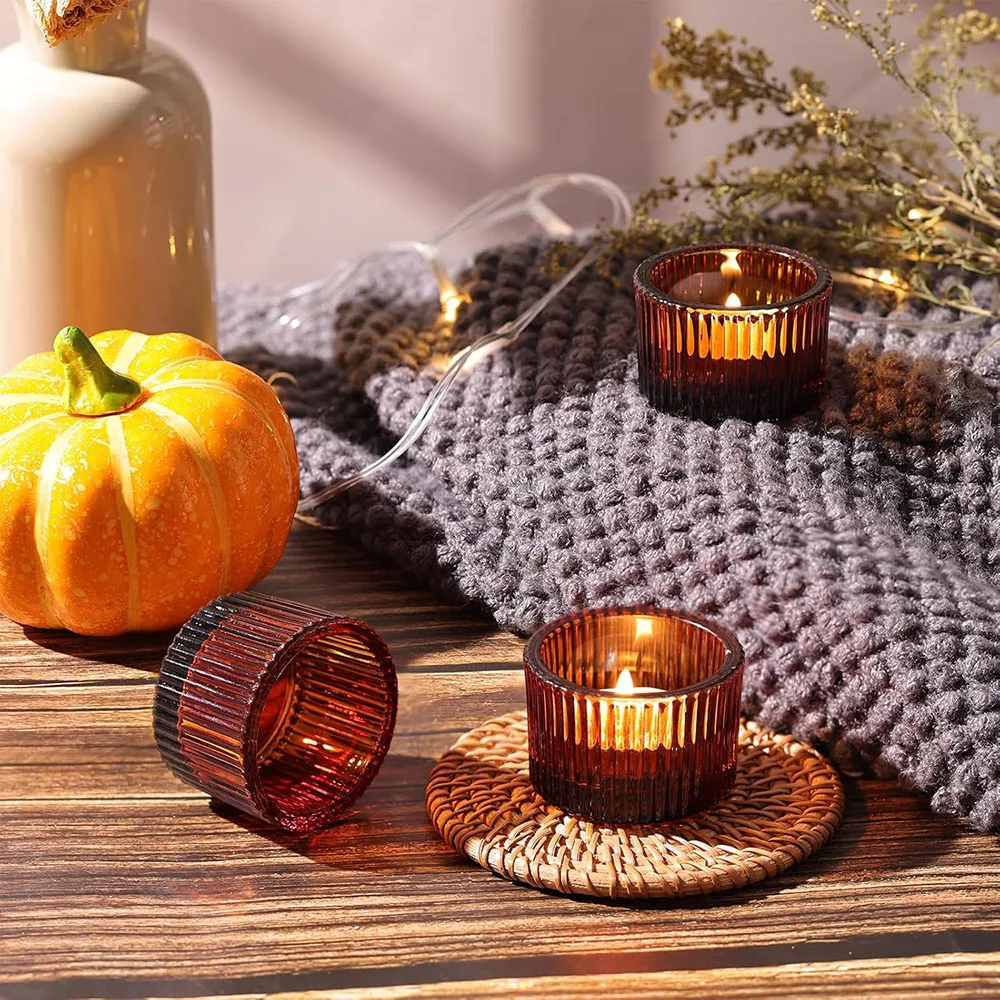 Set 24 Portacandele Tealight In Vetro Dorato - 5,1x3,6 Cm, Ideali Per Matrimoni E Centrotavola