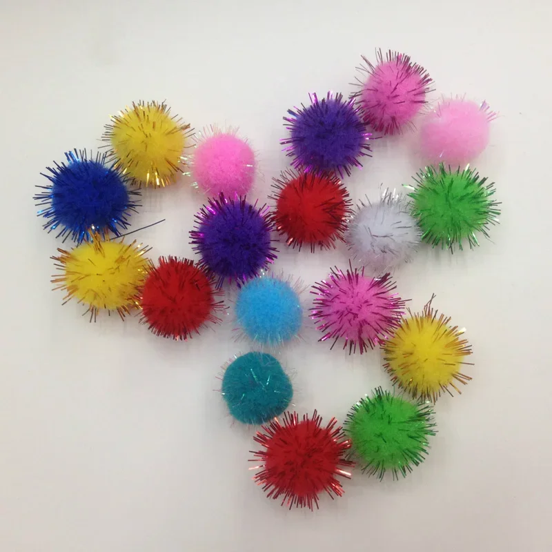 8mm Mini Glitter Pom Poms Small Fluffy Craft Embellishments - 10 Colours