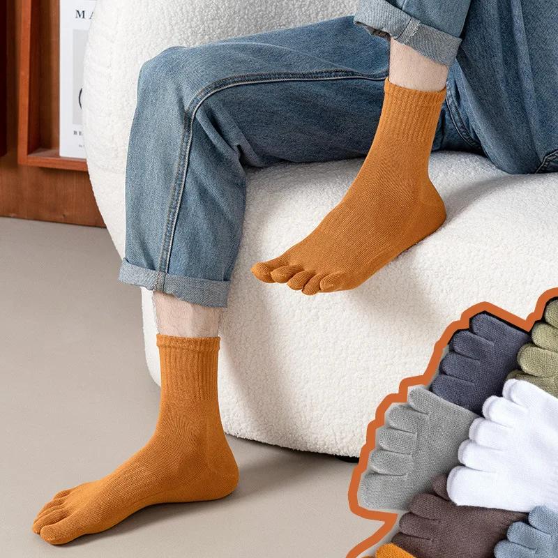 5 Pairs Socks Men Women Five Finger Sock Japanese Style Solid Black White Anti-Friction Compression Sport Bike Running Toe Socks