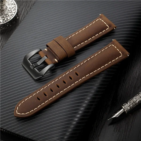 Timeless Frosted Genuine Leather Watch Strap - 20mm/22mm, Classic Fit