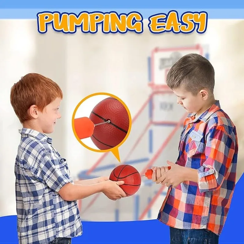 Portable Arcade Basketball Game Set with 2 Balls Hoop for Kids Indoor Outdoor Sport Play Children Boys Sports Toys Easy Set Up 6