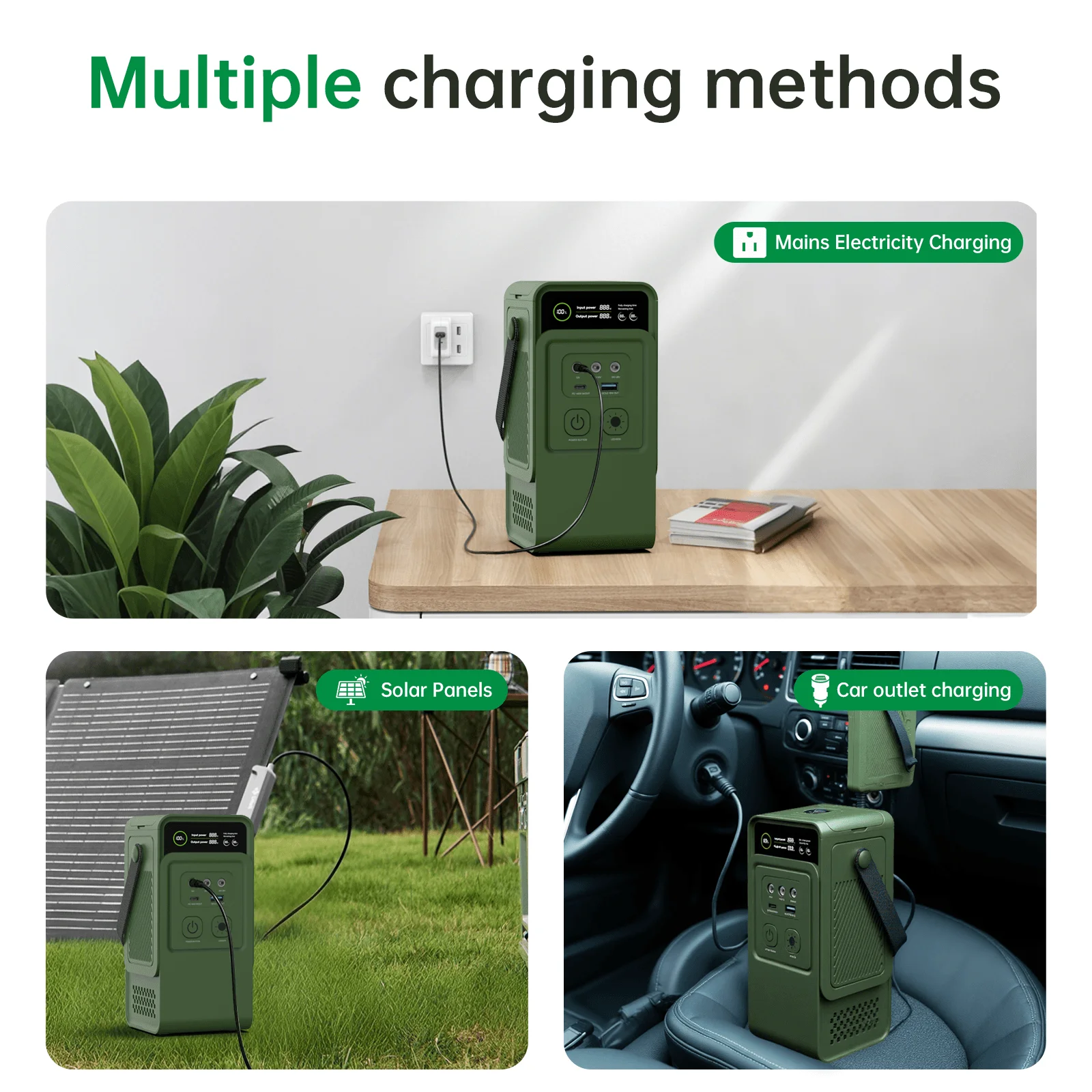 UAPOW 60000mAh 200W 휴대용 파워스테이션 (드론 캠핑, CPAP용 12V/18V/24V DC 포트 포함)