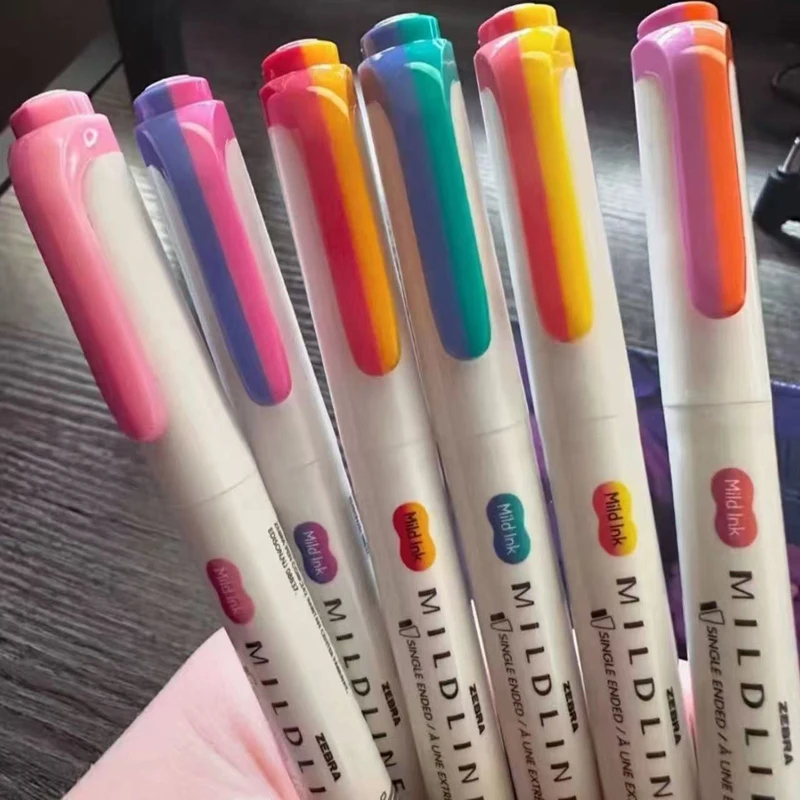 새로운 ZEBRA Mildliner Mix 듀얼 컬러 형광펜 10가지 색상 모듬, 수성 안료 마커, 강조 및 필기용