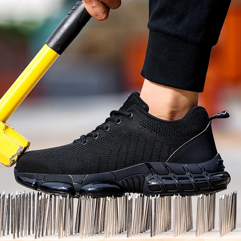 New Men Casual Sneakers Steel Toe Safety Shoes Indestructible Construction Working Shoes Breathable Work Safety Boots Size 36-50