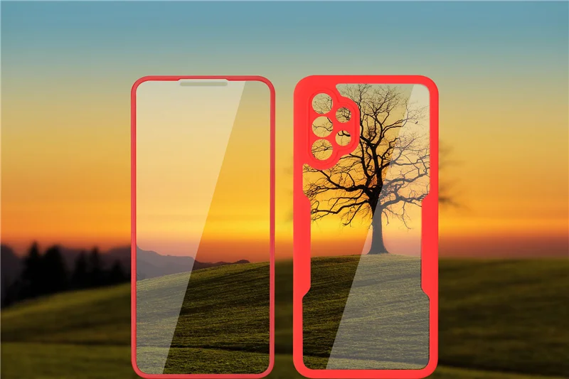 Full Coverage Phone Case For Samsung Galaxy A33 A53 A73 A52 A72 A32 A22 A12 A13 Lte M52 5G Transparent 2 in 1 Front+Back_voghion.com