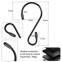 8 Pcs Black S Shape Hooks Hanger Home Bathroom Kitchen Accesories White Metal Hook Rack Hanging for Balcony Plant Shelf Tools 2