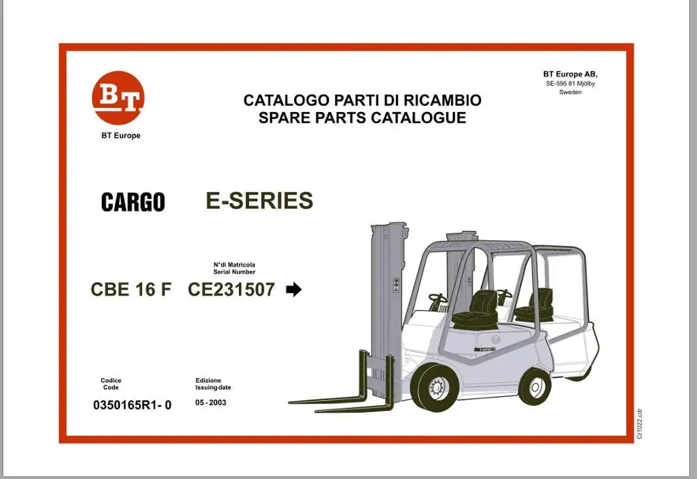 Servizio Carrello Elevatore Bt E Parti Manuale Raccolta Completa 2022 Dvd 15.78Gb Pdf