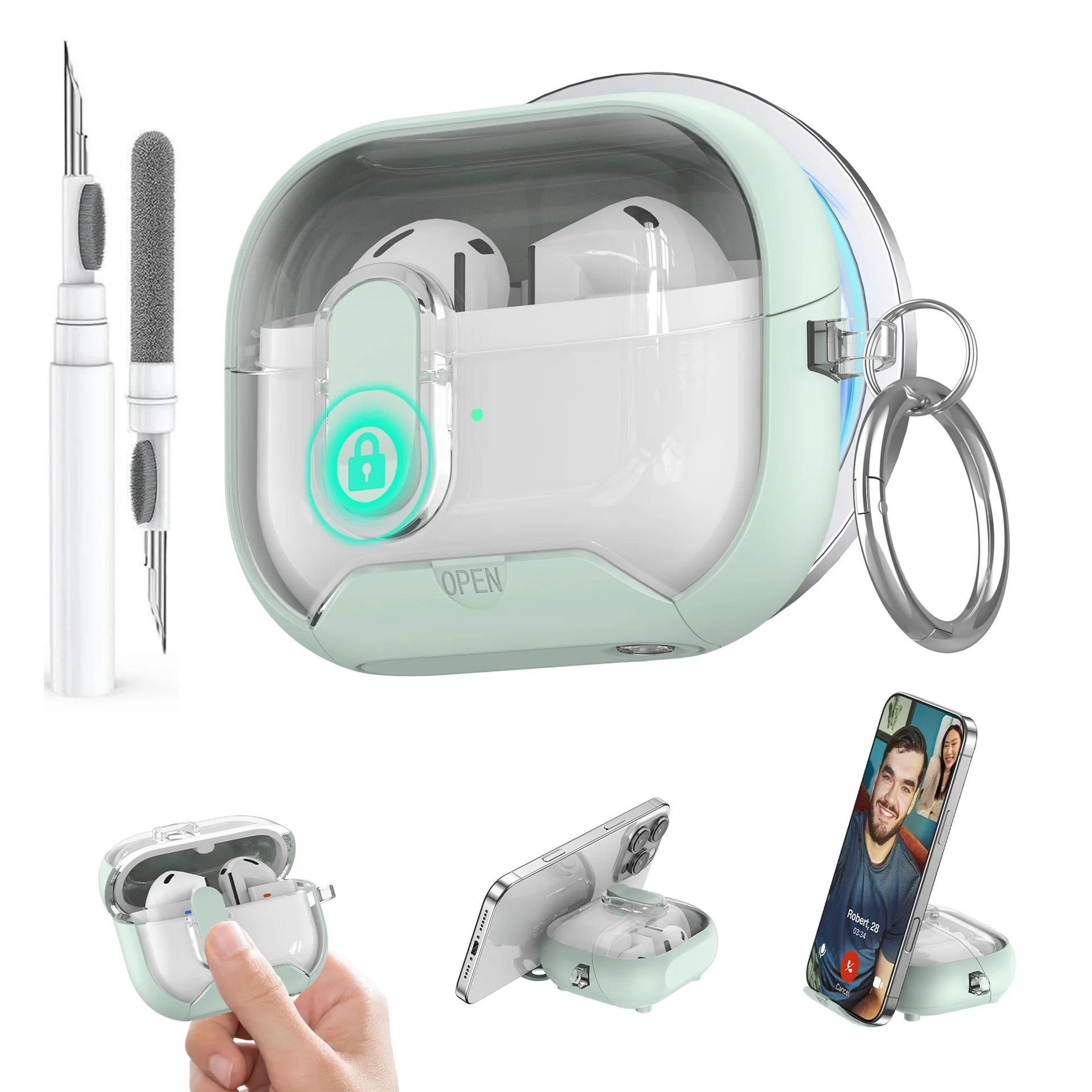 Secure Lock Protective Case with Phone Stand & Cleaning Kit