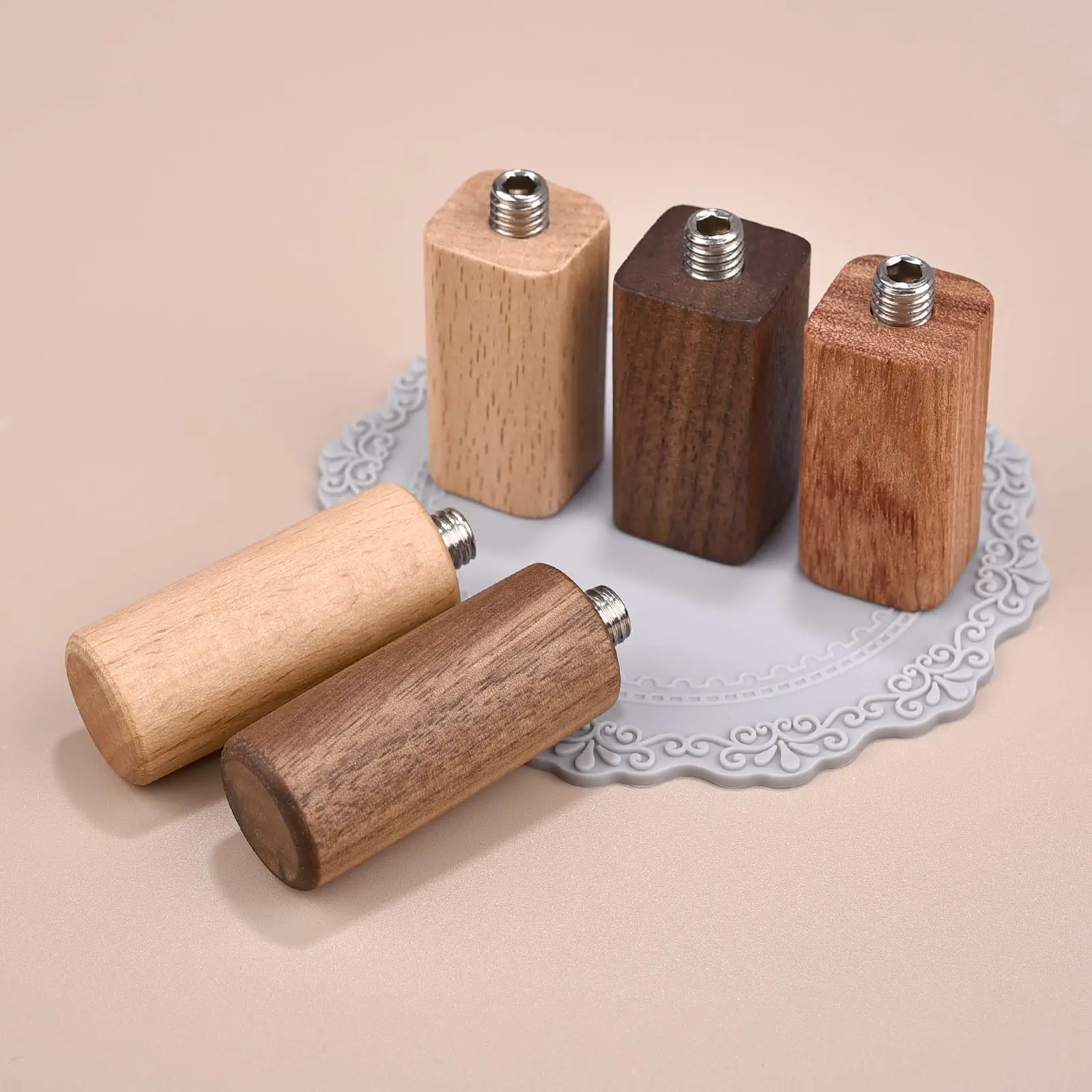 Manico in legno di qualità sigillo di cera accessori per timbri portatile Mini strumento di tenuta fai da te manici in noce perlato retrò Post regali decorativi - immagine 6