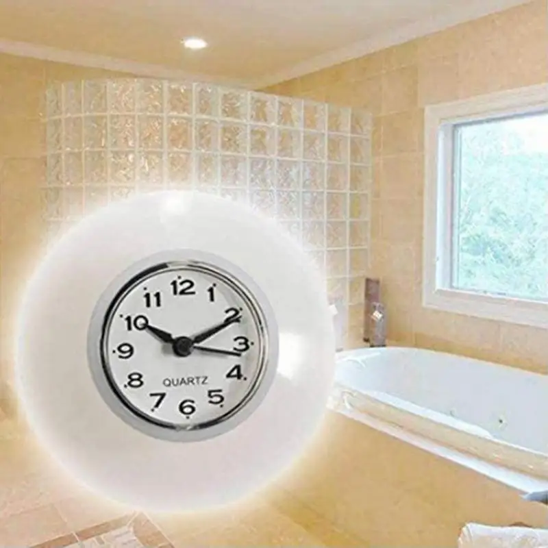 Mini Sucker Wall Clock Bathroom Anti-Fog Waterproof DIY Digital Clock Wall Stickers Silent For Home Living Room Office