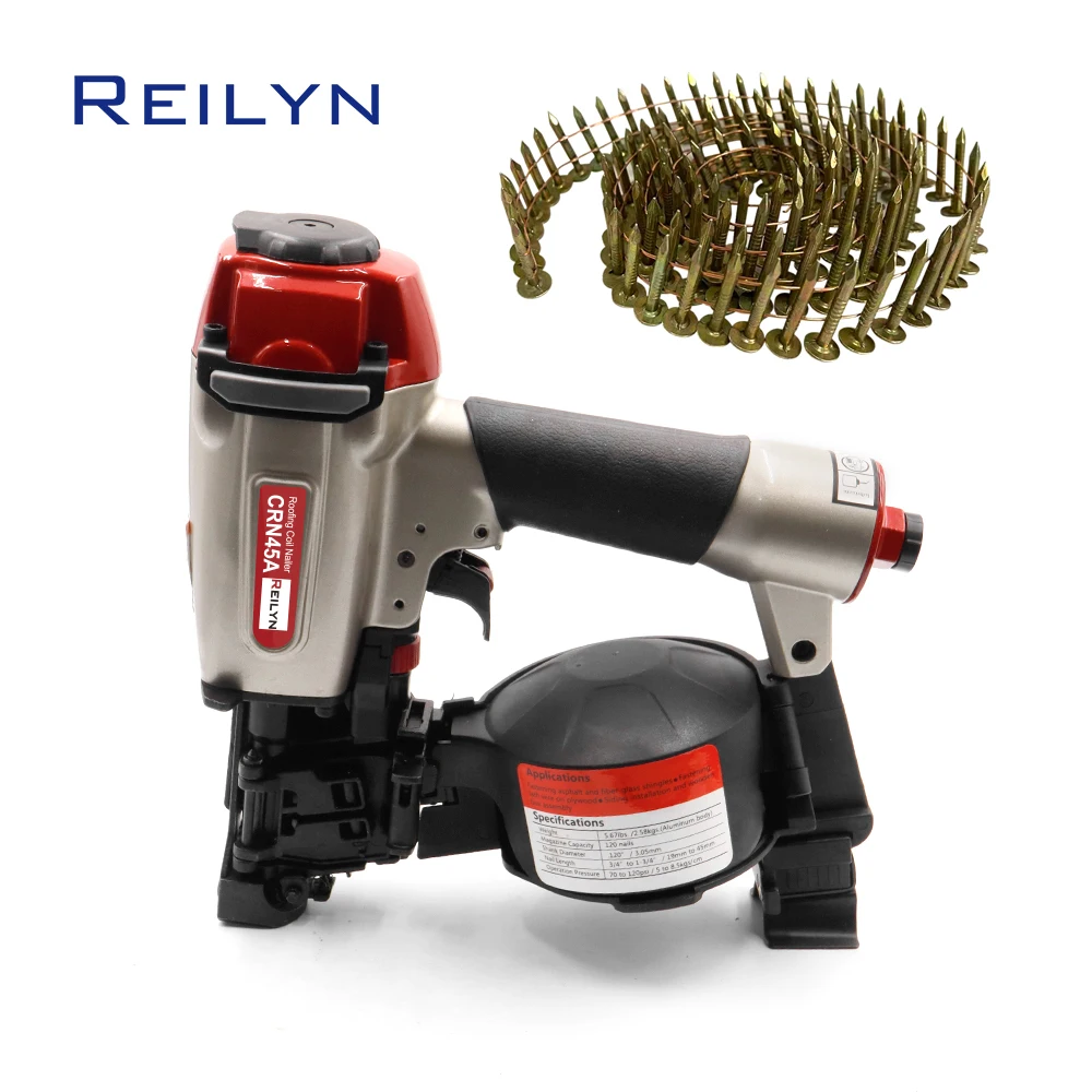 roofing Reilyn Roofing Nail Gun CRN45A Big Cap Coil Nailer for roof 32mm Asphalt Shingles Nailing Tool