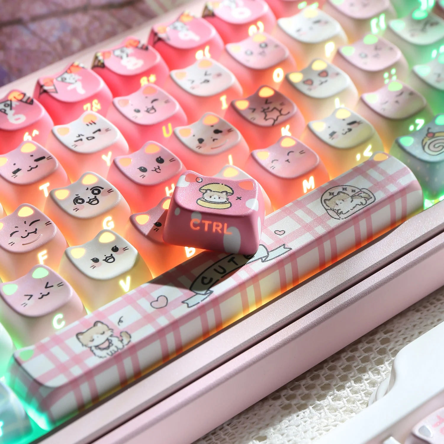 Ragdoll Cat Keycaps 체리 MX 61 68 104 기계식 키보드 키티 고양이 141/120/119 키 캡용 귀여운 MAO 프로필
