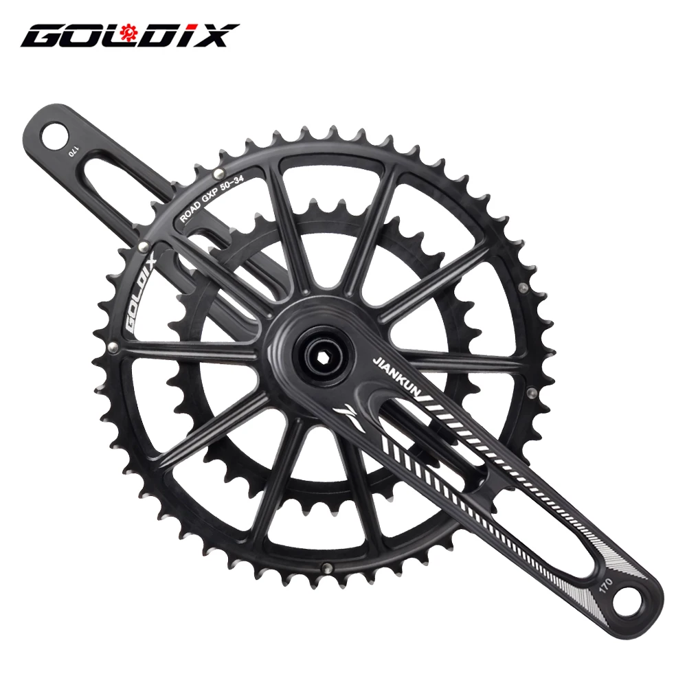 GOLDIX-Pedaleiro de Bicicleta Ultraleve, Manivela De Bicicleta Oca, Liga De Alumínio, Anel De Corrente Duplo, 165mm, 170mm, 175mm, 50-34T, 53-39T