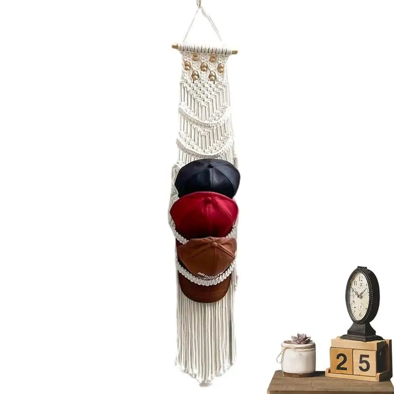 

Hat Rack Macrame Bohemian Hat Hanger With Macrame Wall Weaving Decoration In Cotton Rope For Dining Room Bedroom Living Room