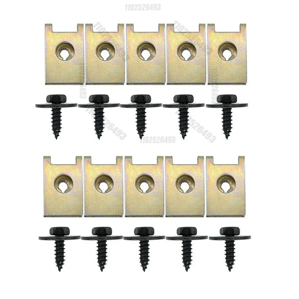thumbnail image 1 of 60 arandelas de metal en forma de U para tornillos y tuercas para parachoques de coche BMW E46 E92 E90 F10, tornillos de cabeza cruzada, clip de protección del motor, hoja de chasis, 1 of 5