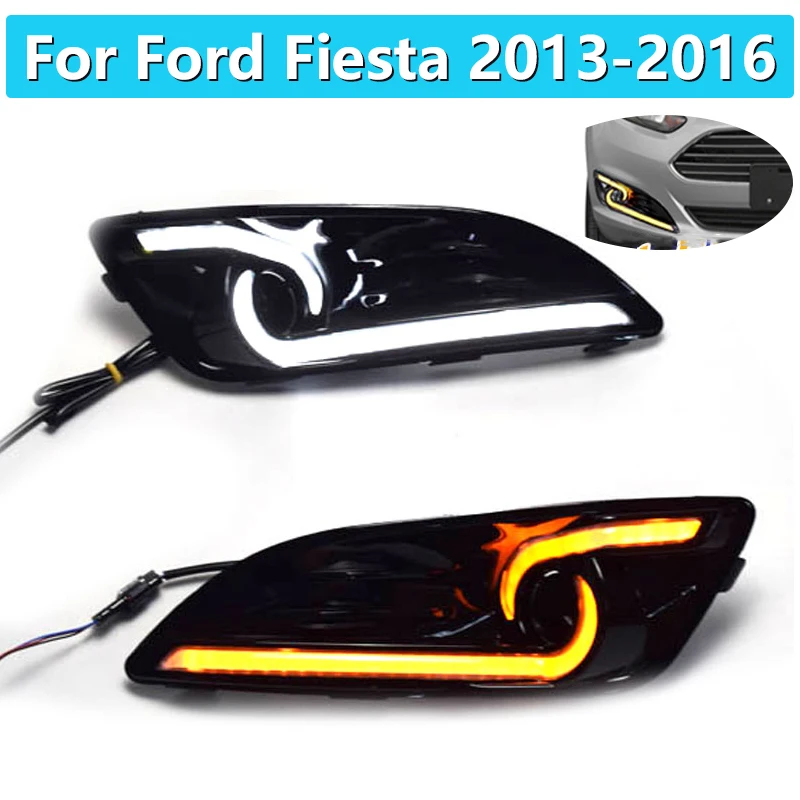 

1 пара для Ford Fiesta 2013 2014 2015 2016 левый правый DRL дневные ходовые огни противотуманная фара крышка автомобильного стайлинга белый дневной свет