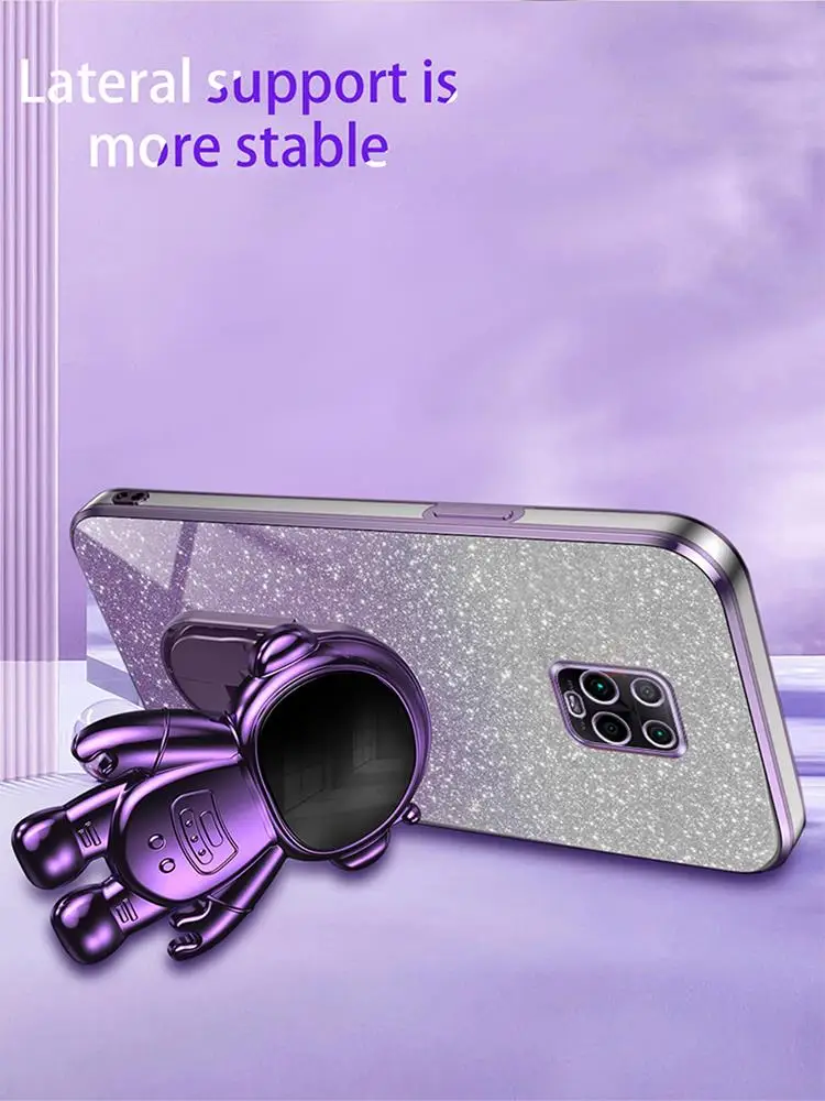 Luxury Glitter Plating Astronaut Holder Stand Silicone Back Cover
