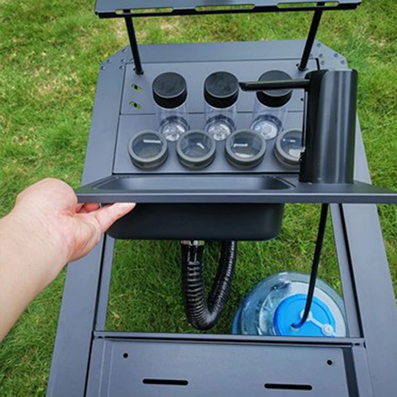 Accessori da campeggio all'aperto per tavolo IGT Distributore d'acqua portatile con una unità Pompa dell'acqua Lavello da cucina con tagliere - immagine 3