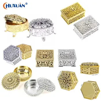 골드 실버 미니 보물 보관 보석 상자, 레트로 사탕 목걸이 귀걸이 구슬 장신구 상자, 작은 웨딩 장식, 파티 선물