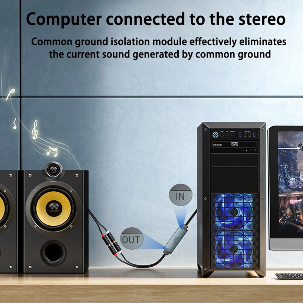 RCA 오디오 아이솔레이터 용 AV100C 공통 접지 잡음 필터 3.5mm 간섭 방지 잡음 제거기 자동차 오디오 홈 스테레오 XY